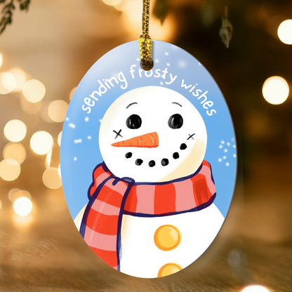 Sending Frosty Wishes Snowman Ornament | Cute Christmas Tree Decoration