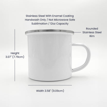 Aloha Hawaii Enamel Camping Mug – 12oz Stainless Steel Adventure Mug with Tropical Hibiscus & Wave Design