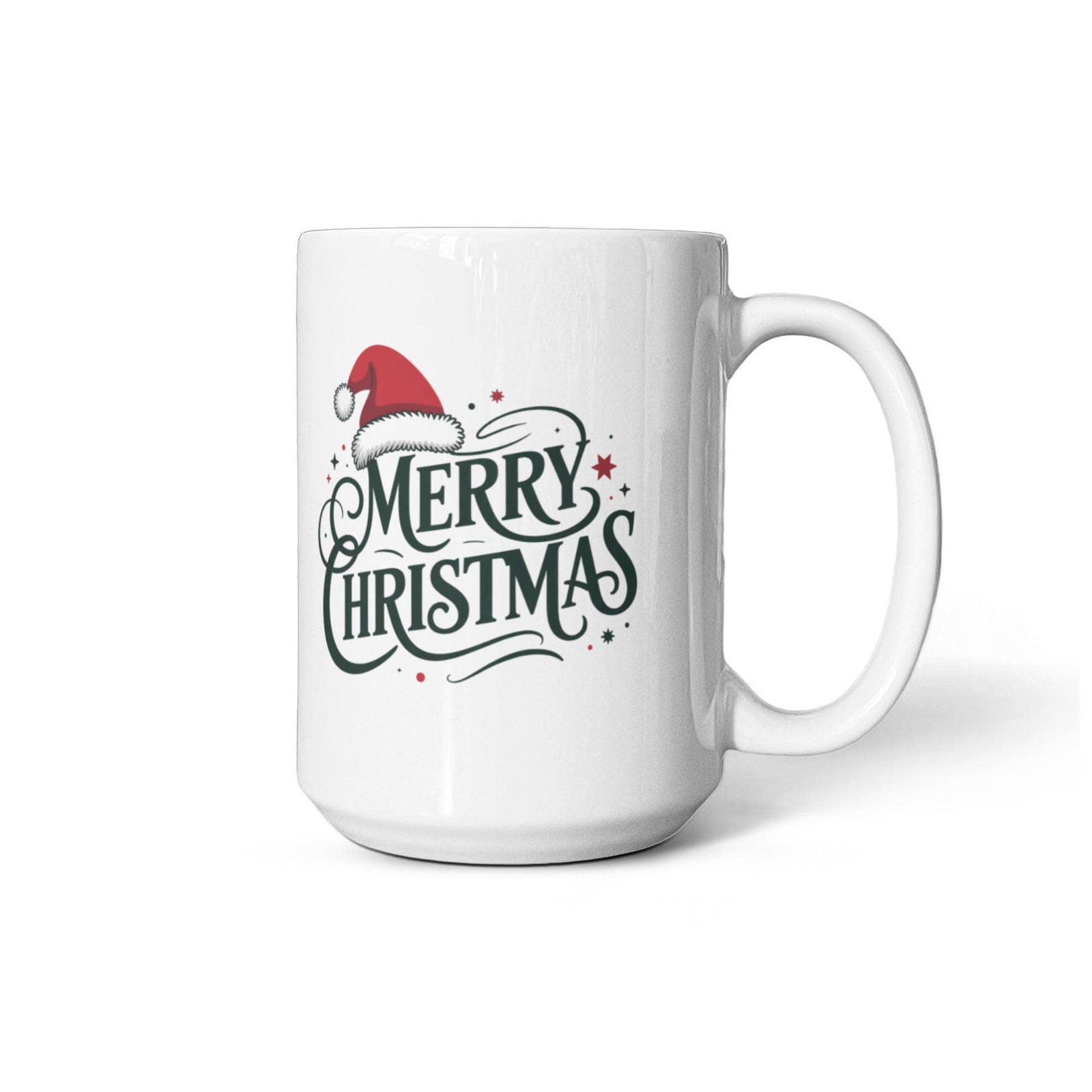 Merry Christmas color accent mug with festive Santa hat design