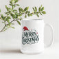 Festive Christmas ceramic mug on holiday background