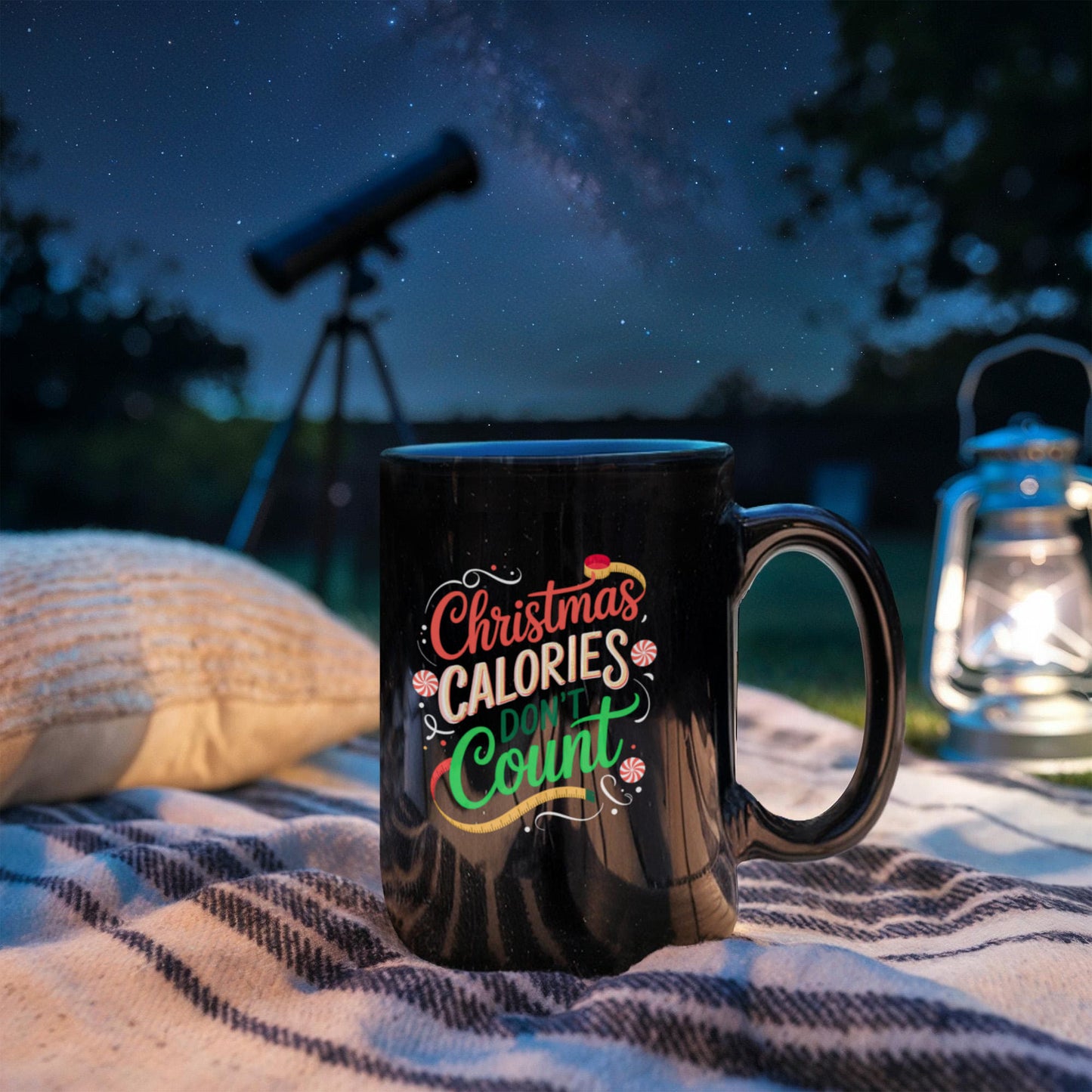 Christmas Calories Don't Count | Funny Holiday Black Ceramic Mug