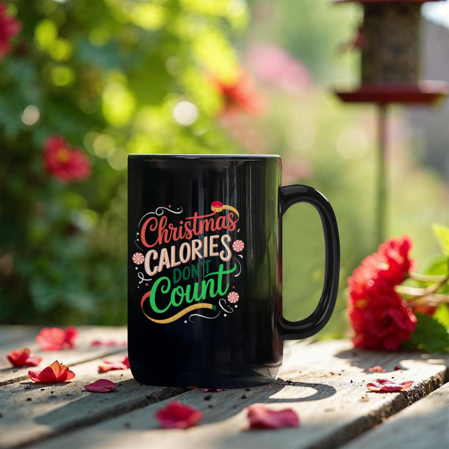 Christmas Calories Don't Count | Funny Holiday Black Ceramic Mug
