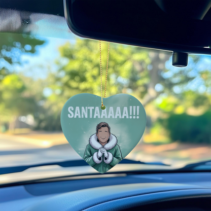 SANTAAAAA!!! Funny Christmas Ceramic Heart Ornament