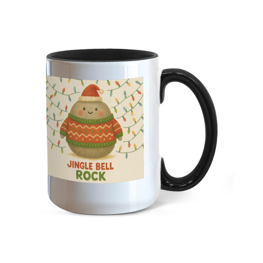 Jingle Bell Rock Christmas Mug – Cute Holiday Rock Character, Festive Coffee Cup, Cozy Winter Gift