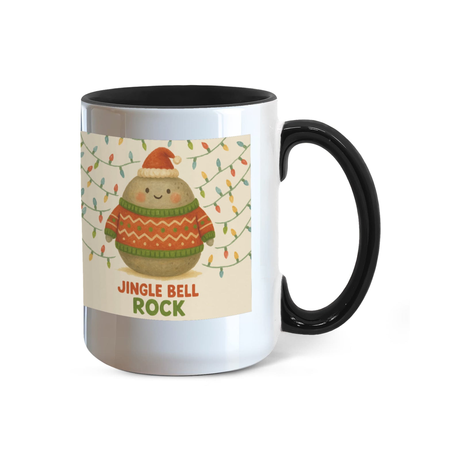 Jingle Bell Rock Christmas Mug – Cute Holiday Rock Character, Festive Coffee Cup, Cozy Winter Gift