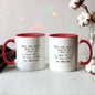 Two-tone mug with humorous and hopeful single life message