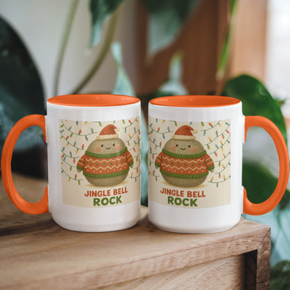 Jingle Bell Rock Christmas Mug – Cute Holiday Rock Character, Festive Coffee Cup, Cozy Winter Gift