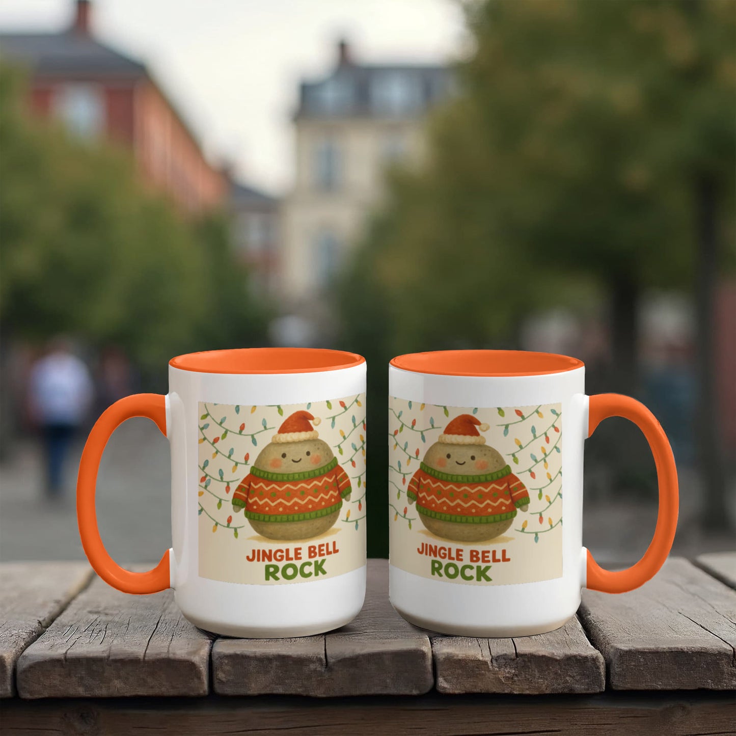 Jingle Bell Rock Christmas Mug – Cute Holiday Rock Character, Festive Coffee Cup, Cozy Winter Gift