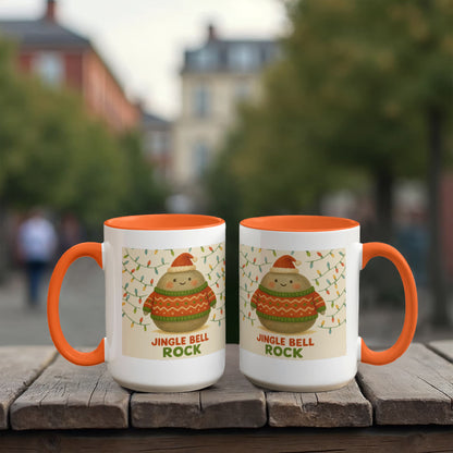 Jingle Bell Rock Christmas Mug – Cute Holiday Rock Character, Festive Coffee Cup, Cozy Winter Gift