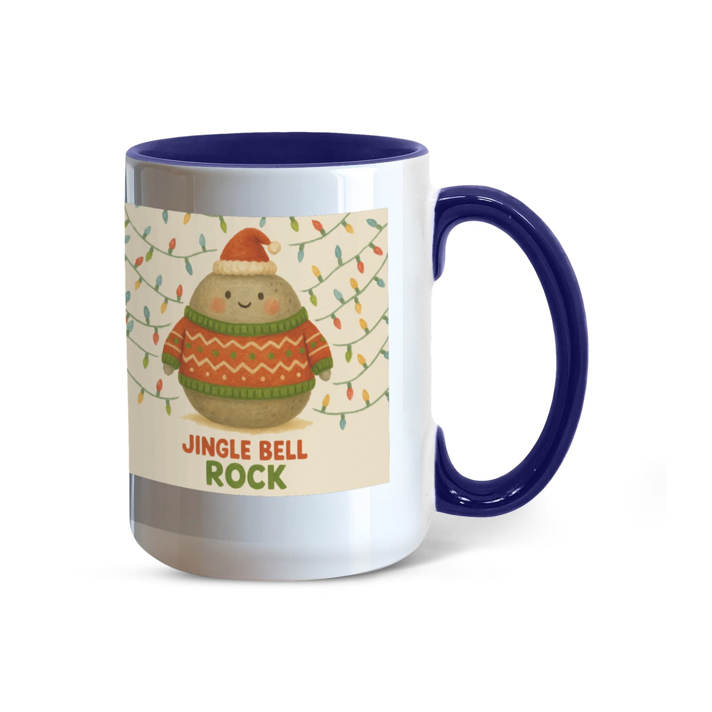 Jingle Bell Rock Christmas Mug – Cute Holiday Rock Character, Festive Coffee Cup, Cozy Winter Gift