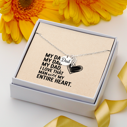 My Dad, My Heart – Angel Wing Charm Necklace