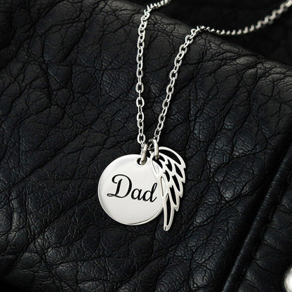 My Dad, My Heart – Angel Wing Charm Necklace