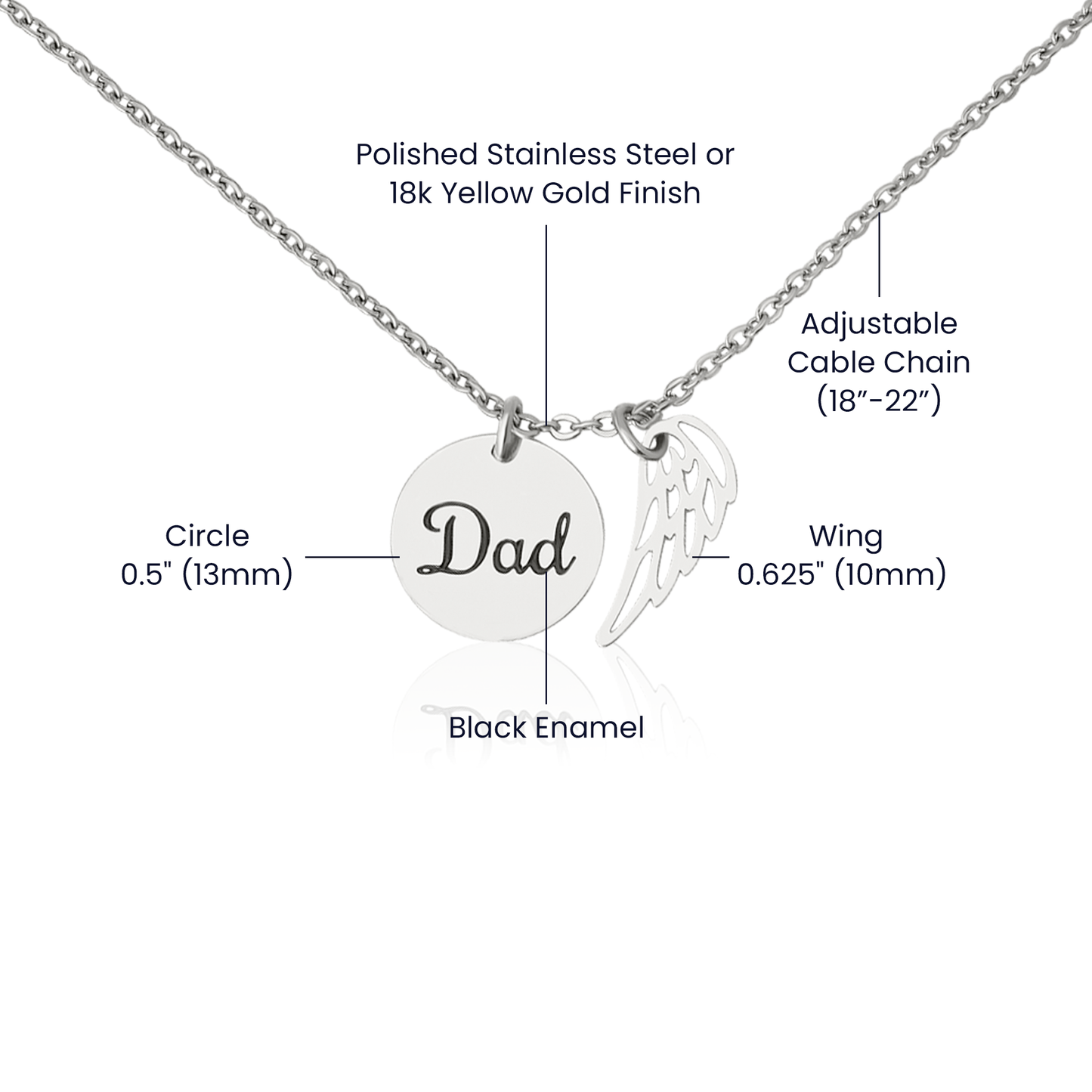 My Dad, My Heart – Angel Wing Charm Necklace