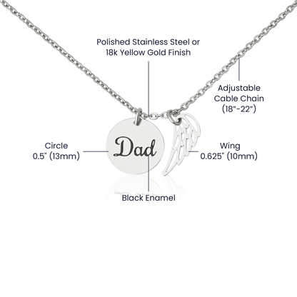 My Dad, My Heart – Angel Wing Charm Necklace