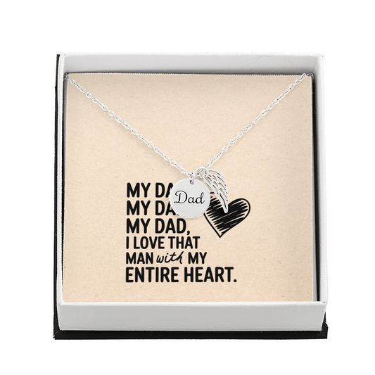 My Dad, My Heart – Angel Wing Charm Necklace