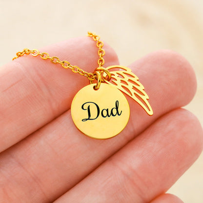 My Dad, My Heart – Angel Wing Charm Necklace