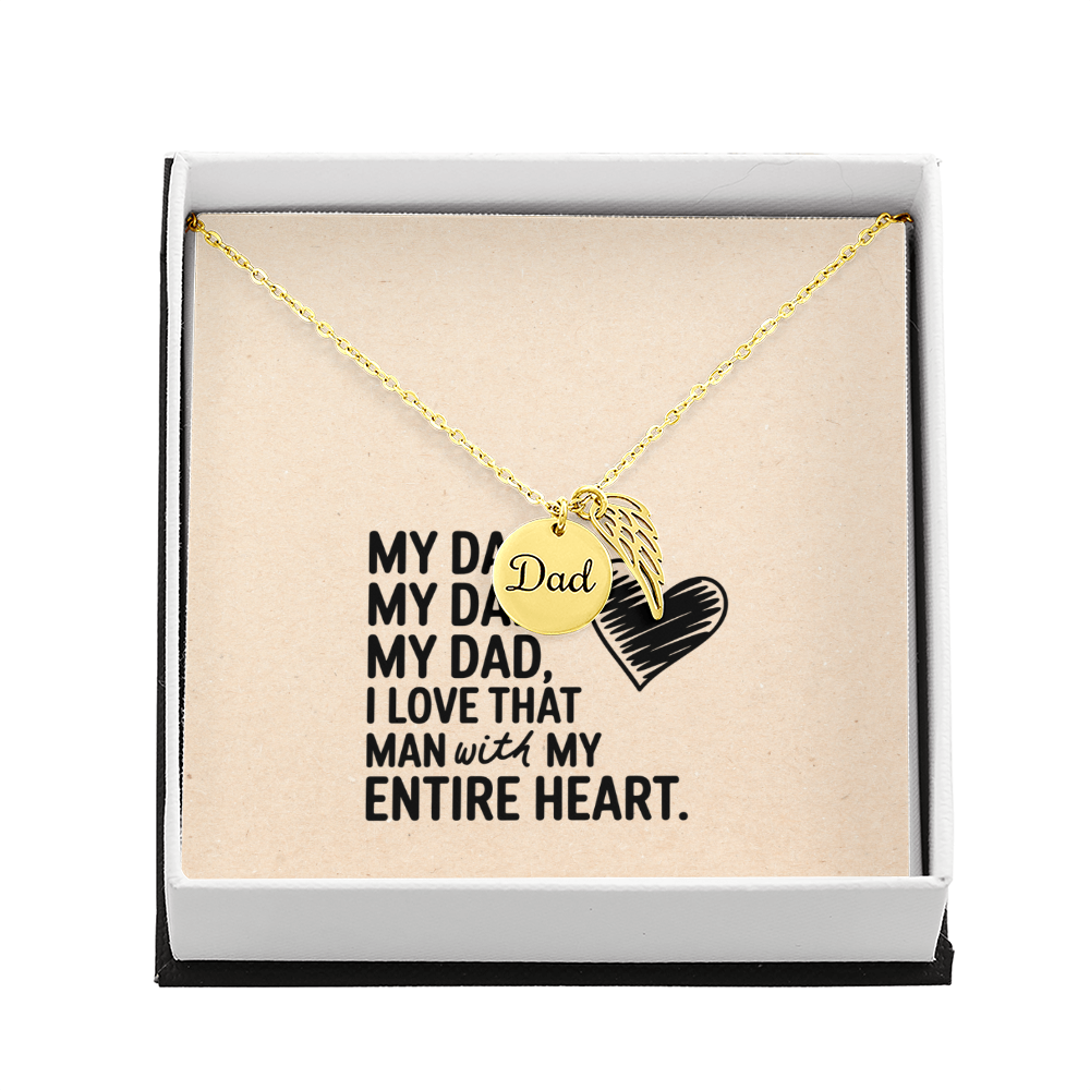 My Dad, My Heart – Angel Wing Charm Necklace