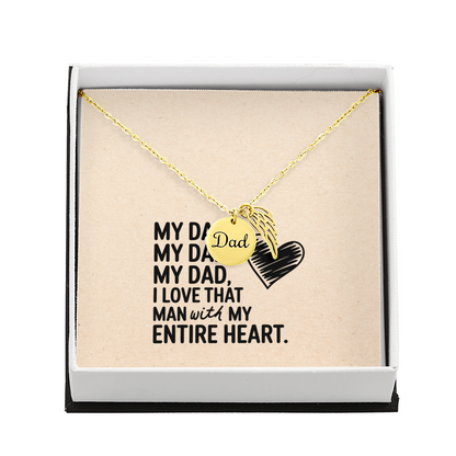 My Dad, My Heart – Angel Wing Charm Necklace