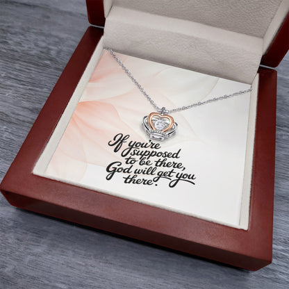 Elegant two-tone faith necklace in rhodium and 14k rose gold finish