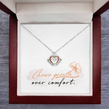 “Choose Growth Over Comfort” Crown Pendant Necklace – A Reminder of Strength & Transformation