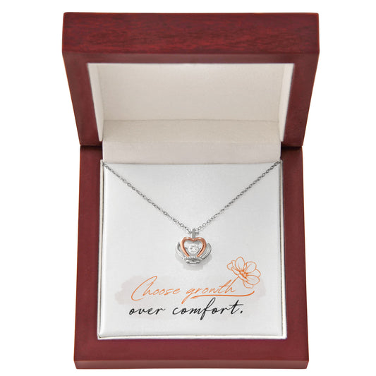 “Choose Growth Over Comfort” Crown Pendant Necklace – A Reminder of Strength & Transformation