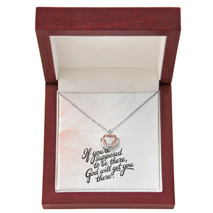 “If You’re Supposed to Be There, God Will Get You There” crown pendant necklace