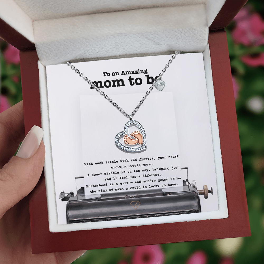 Baby Feet Heart Necklace for Mom-to-Be | Pregnancy Gift | New Mom Necklace | Baby Shower Keepsake Jewelry