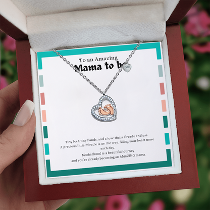 Baby Feet Heart Necklace for Mama-to-Be | New Mom Gift | Pregnancy Gift | Baby Shower Jewelry