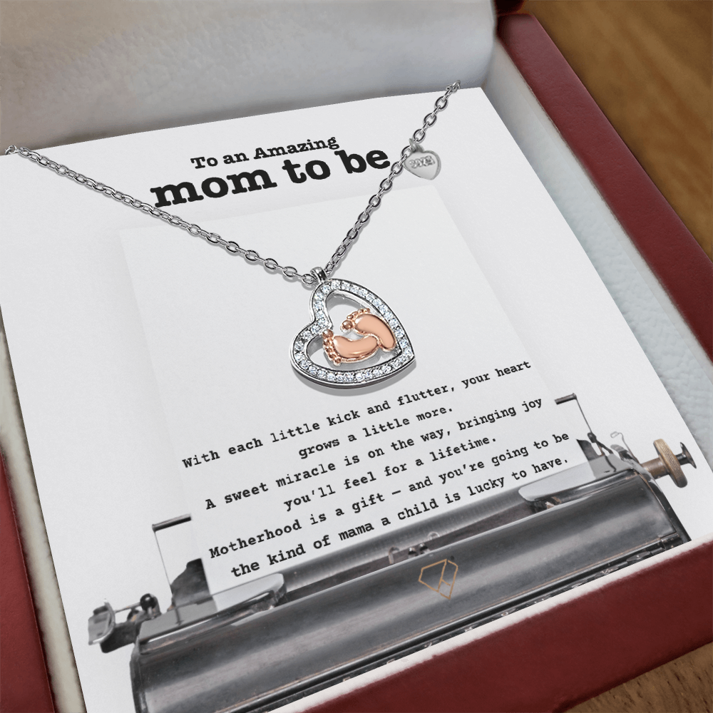 Baby Feet Heart Necklace for Mom-to-Be | Pregnancy Gift | New Mom Necklace | Baby Shower Keepsake Jewelry