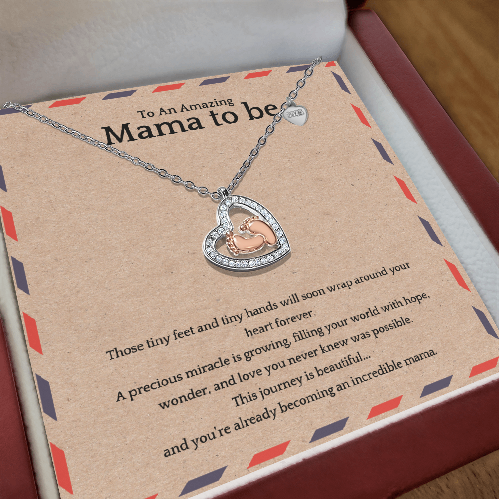 Baby Feet Heart Necklace for Mama-to-Be | Pregnancy Gift | New Mom Necklace | Baby Shower Keepsake Jewelry
