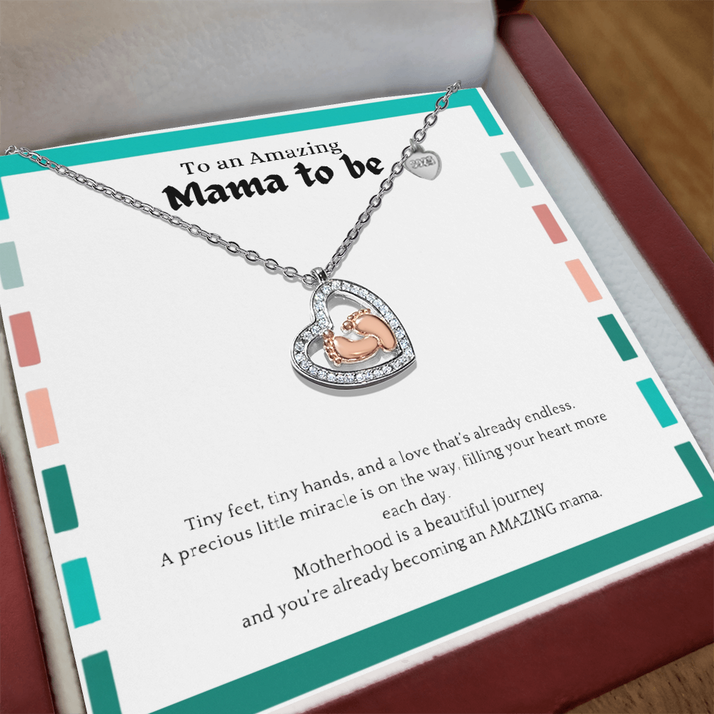 Baby Feet Heart Necklace for Mama-to-Be | New Mom Gift | Pregnancy Gift | Baby Shower Jewelry