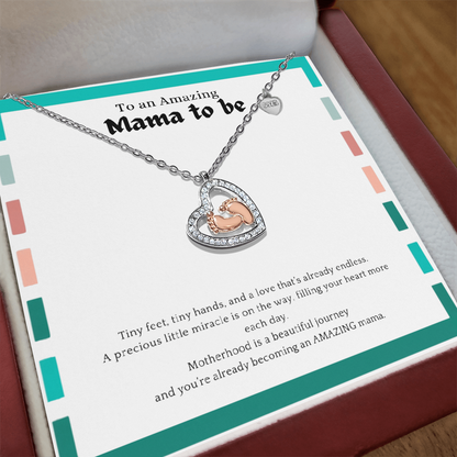 Baby Feet Heart Necklace for Mama-to-Be | New Mom Gift | Pregnancy Gift | Baby Shower Jewelry