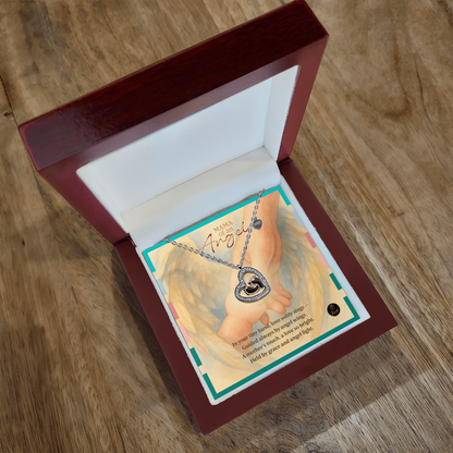 Baby Feet Heart Necklace – Mama of an Angel Memorial Gift | Miscarriage & Infant Loss Jewelry with Sympathy Message Card