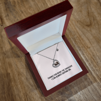 Baby Feet Heart Necklace – “Thanks for Being My Shoulder” Gift for Mom