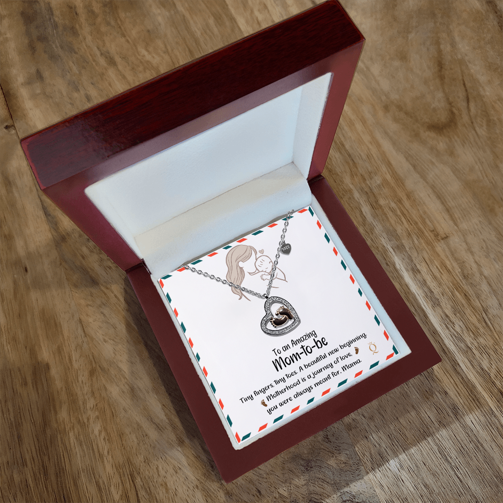 Baby Feet Heart Necklace – Mom-to-Be Gift Celebrating the Mama & Baby Bond | Pregnancy Jewelry with Sentimental Message Card