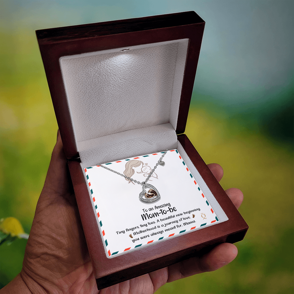 Baby Feet Heart Necklace – Mom-to-Be Gift Celebrating the Mama & Baby Bond | Pregnancy Jewelry with Sentimental Message Card