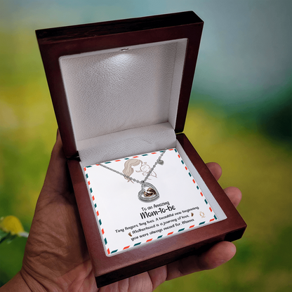 Baby Feet Heart Necklace – Mom-to-Be Gift Celebrating the Mama & Baby Bond | Pregnancy Jewelry with Sentimental Message Card