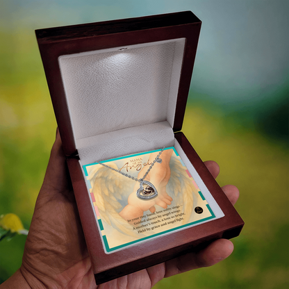 Baby Feet Heart Necklace – Mama of an Angel Memorial Gift | Miscarriage & Infant Loss Jewelry with Sympathy Message Card