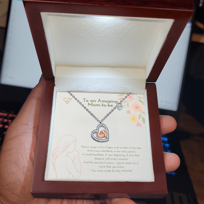 Baby Feet Heart Necklace – Mom-to-Be Gift | New Mom Pregnancy Jewelry with Message Card | Baby Shower Gift for Expecting Moms