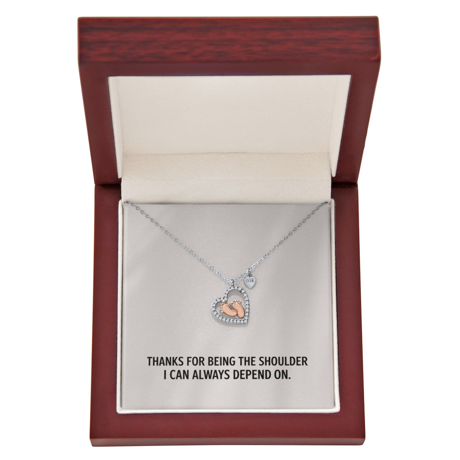 Baby Feet Heart Necklace gift for mom with heartfelt message