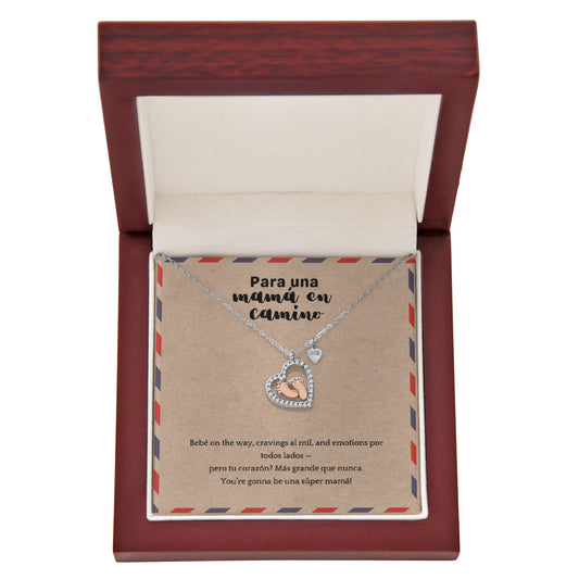 Baby Feet Heart Necklace para Mamá en Camino | Funny Spanglish Pregnancy Gift | New Mom Necklace | Baby Shower Jewelry