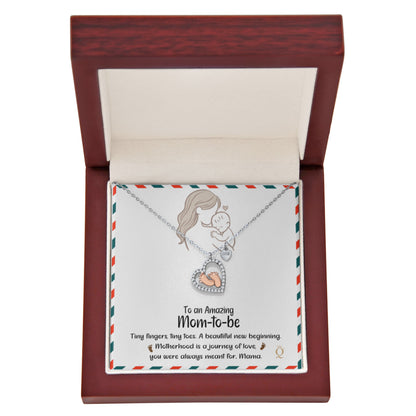 Baby Feet Heart Necklace – Mom-to-Be Gift Celebrating the Mama & Baby Bond | Pregnancy Jewelry with Sentimental Message Card