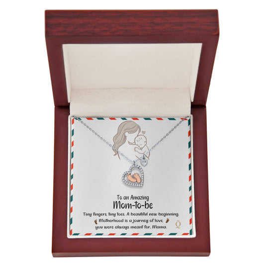 Baby Feet Heart Necklace – Mom-to-Be Gift Celebrating the Mama & Baby Bond | Pregnancy Jewelry with Sentimental Message Card