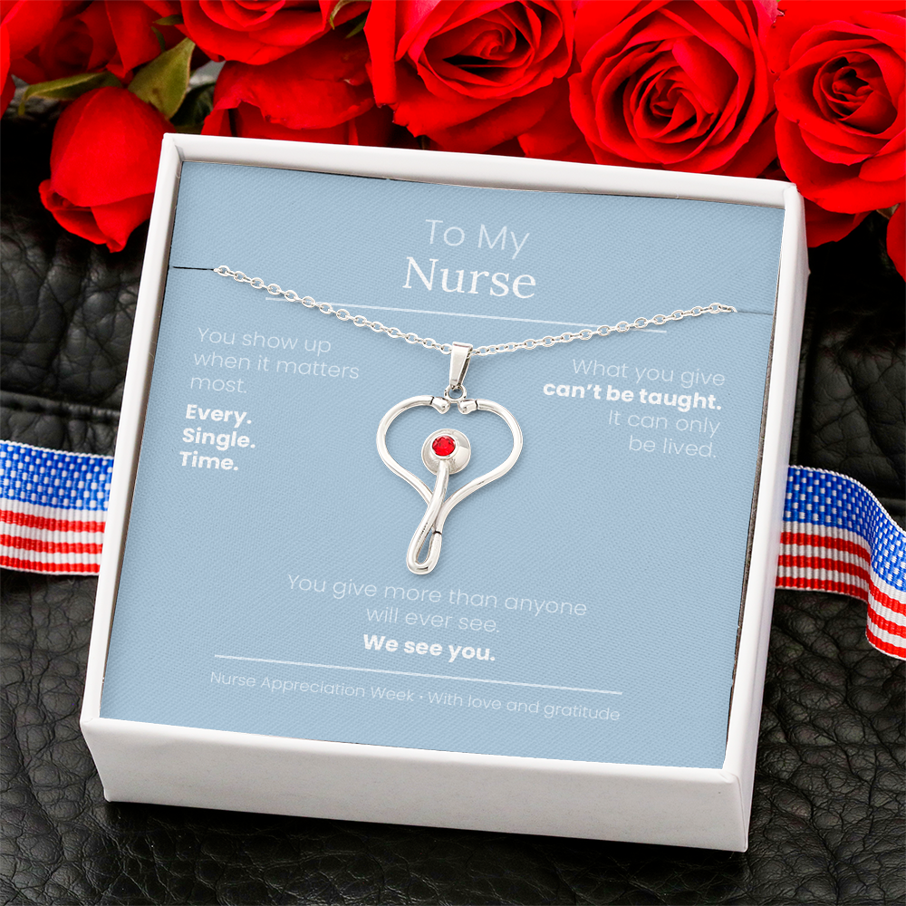 Nurse Appreciation Gift for Her | You Give More Than Anyone Will Ever Fully See | HeartScope Necklace with Message Card
