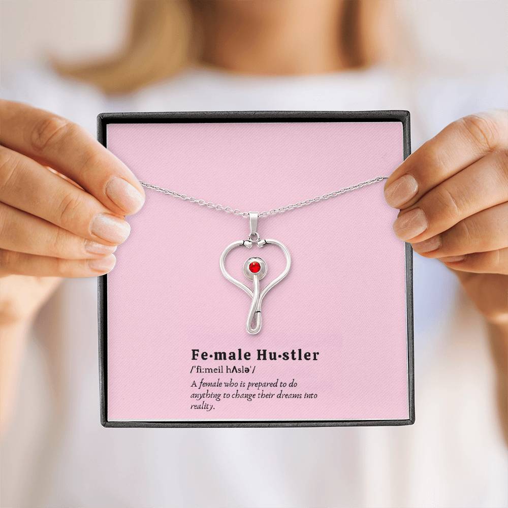 Necklace presented in elegant gift box with motivational message card for healthcare women.