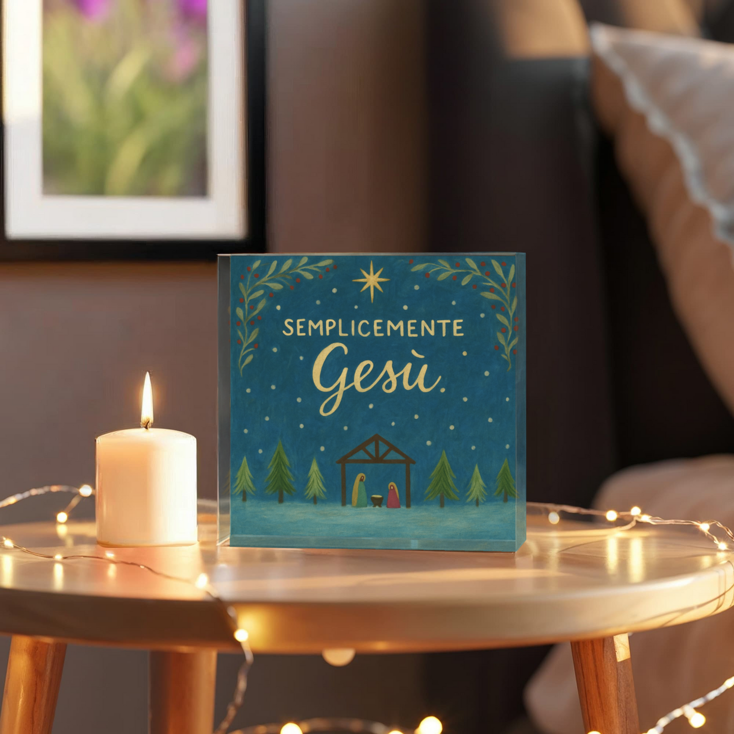 Italian Semplicemente Gesù nativity acrylic block décor