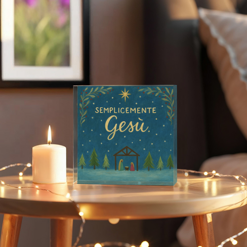 Italian Semplicemente Gesù nativity acrylic block décor