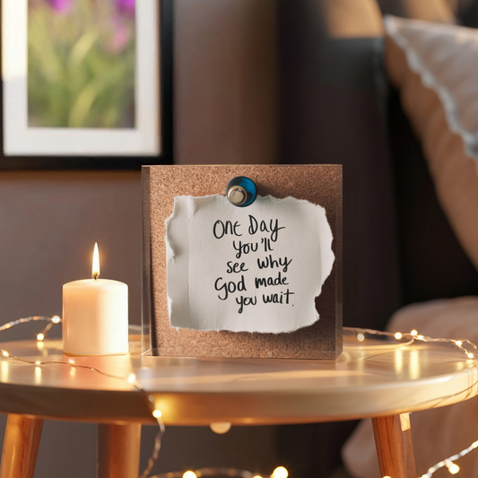 One Day You'll See Why God Made You Wait – Faith & Patience Printed Acrylic Block | Christian Gift Decor