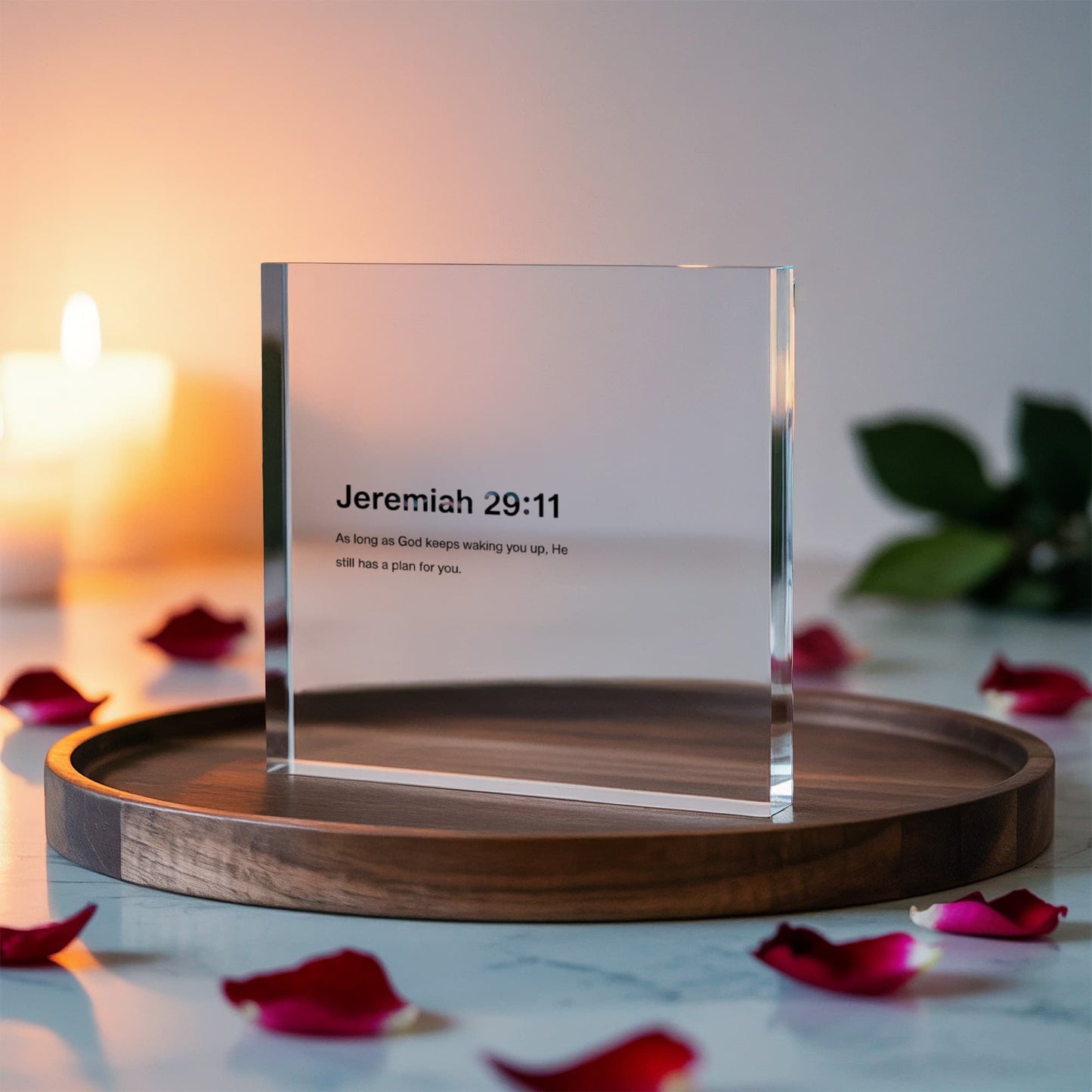 Jeremiah 29:11 Printed Acrylic Block – Inspirational Christian Home Decor with Scripture Quote ‘As Long As God Keeps Waking You Up, He Still Has a Plan for You