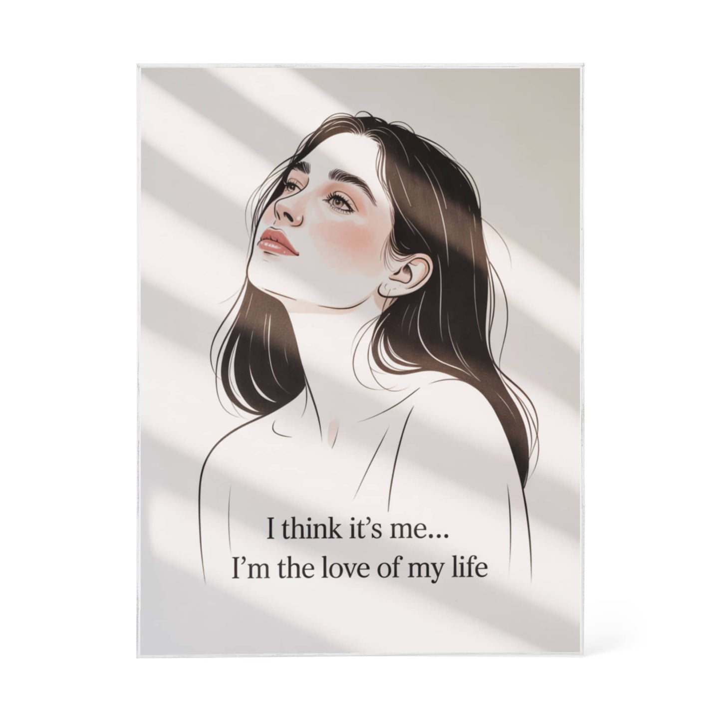 Inspirational self-love quote acrylic décor displayed on vanity